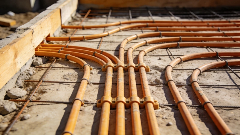 Bývanie – potrubie podlahového kúrenia zaliate v mazanine