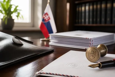 Notárska pečiatka a právnické dokumenty na stole
