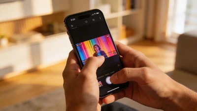 Smartfón v ruke so zobrazeným Instagram Reel videovým kanálom
