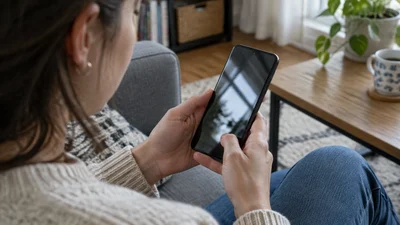 Používanie telefónu Android doma s prirodzeným odleskom na displeji