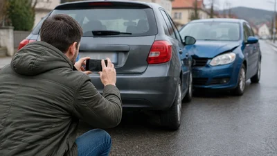 Vodič po drobnej nehode fotí evidenčné číslo druhého auta