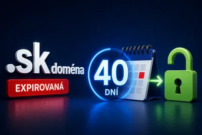 Časová os expirácie .sk domény - deň expirácie, 40 dní ochranné obdobie a uvoľnenie na 41. deň