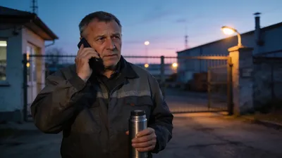 Zamestnanec po nočnej zmene telefonuje o vážnom pracovnom probléme