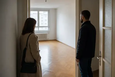 Nájomníčka a prenajímateľ pri osobnej obhliadke prázdneho bytu