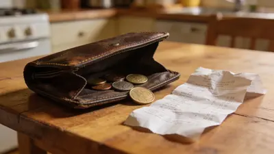 Práca – peňaženka s drobnými mincami a bločkami z obchodu