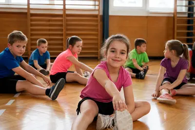 Slovenské deti počas športového krúžku v školskej telocvični