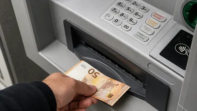 Bankomat a vkladomat Tatra banky v pobočke s dotykovým rozhraním na vklad a výber hotovosti