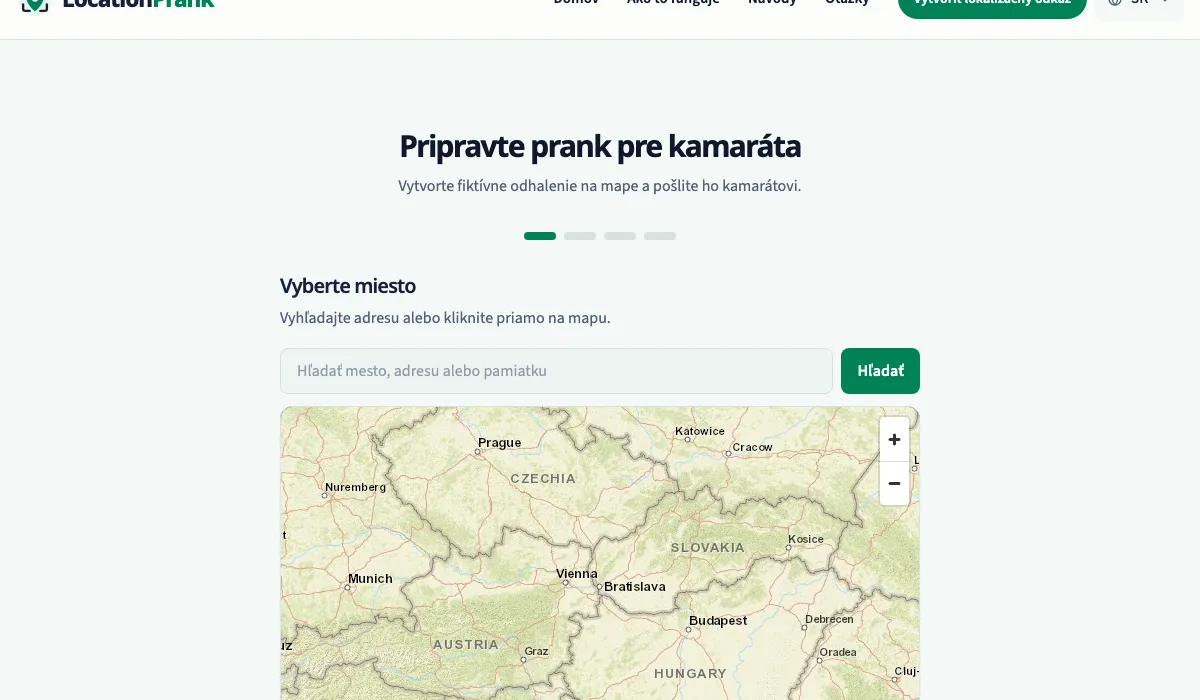 Slovenská stránka LocationPrank so zábavným lokalizačným prankom